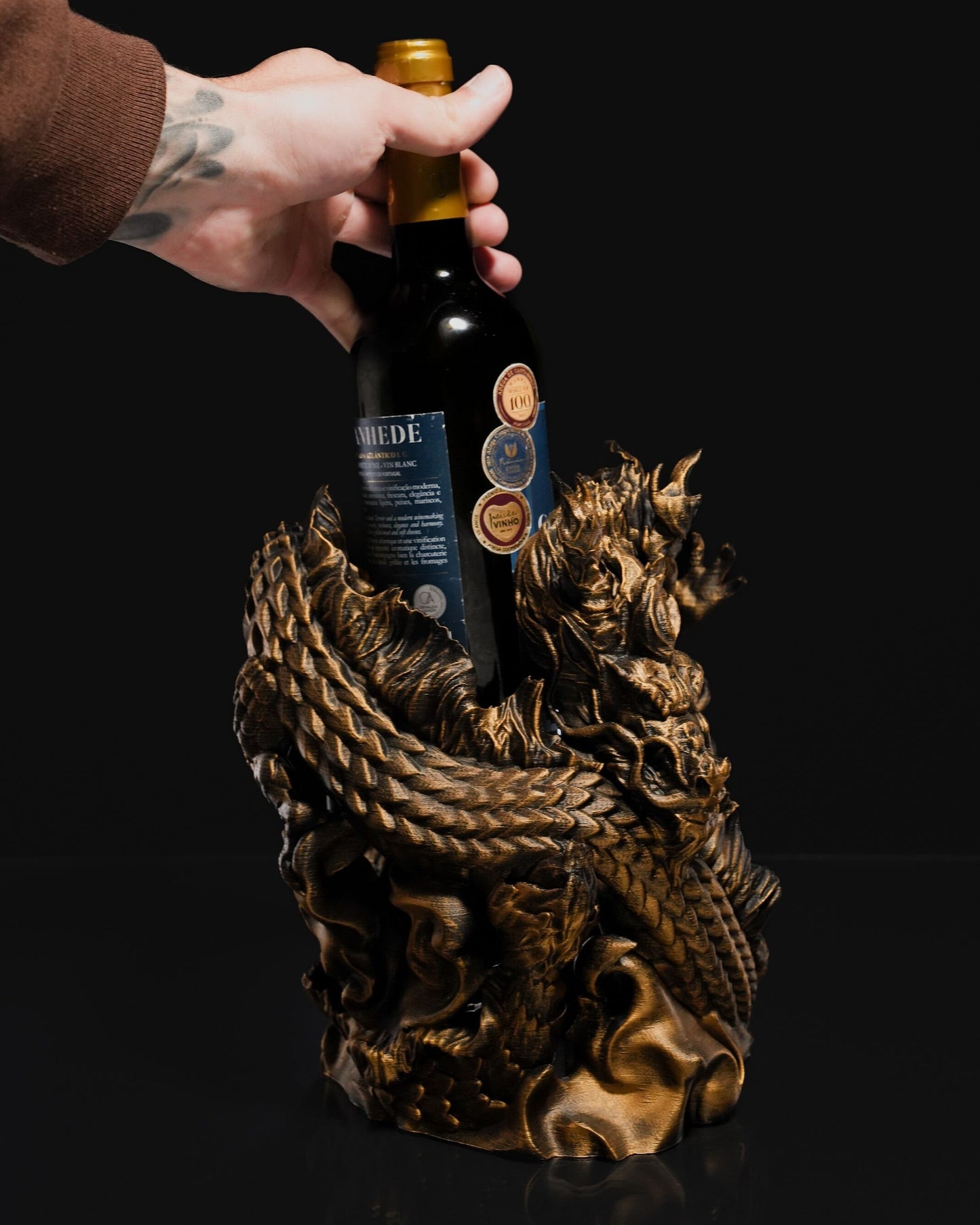 Chinese dragon wine bottle holder