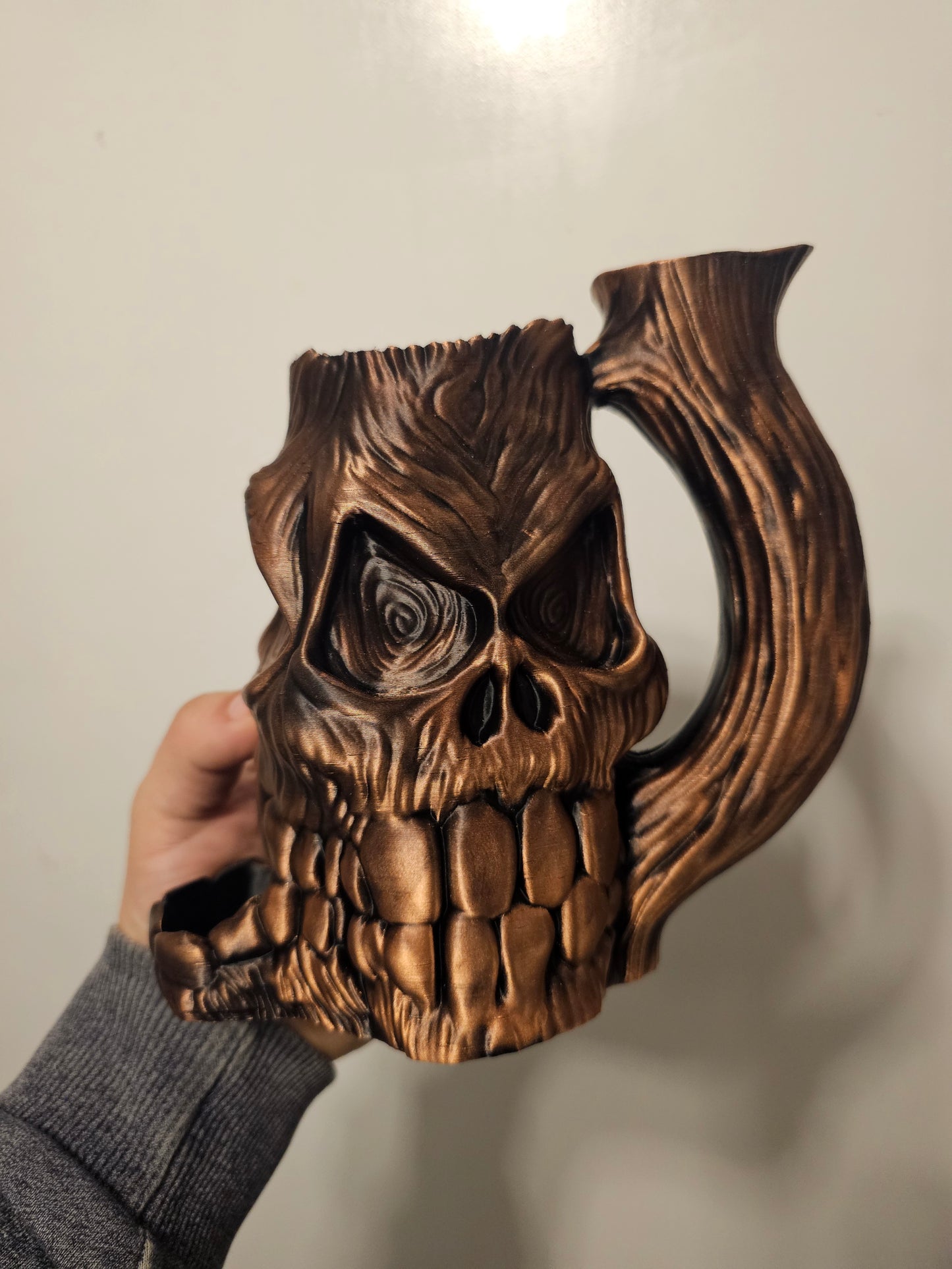 Wooden zombie dice mug