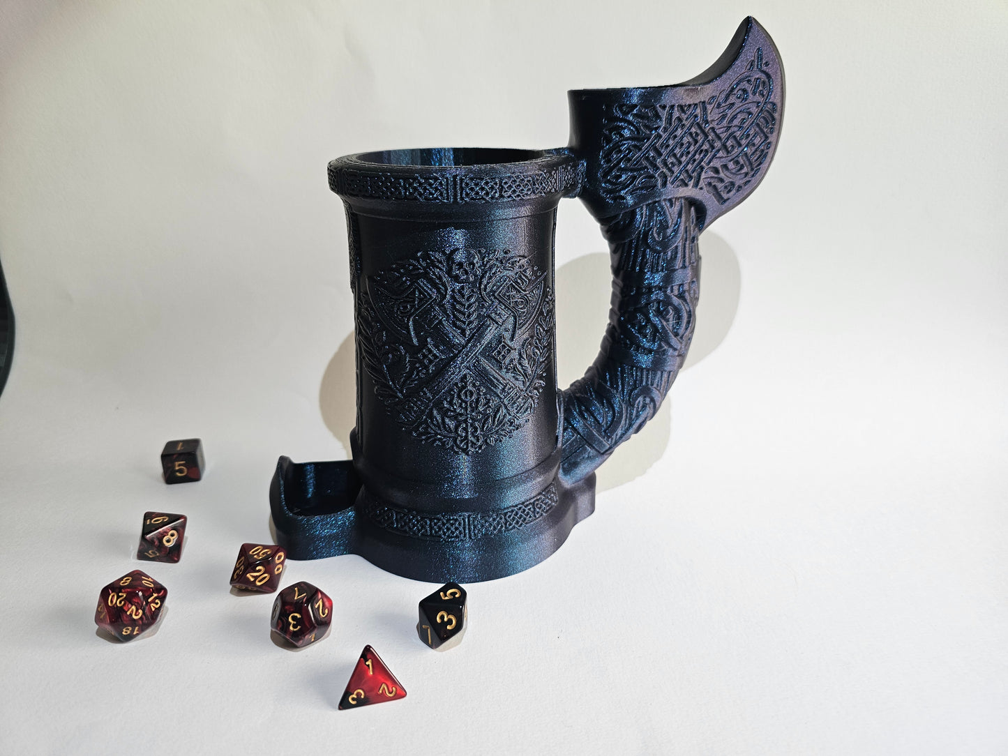 Axe handle dice tower mug