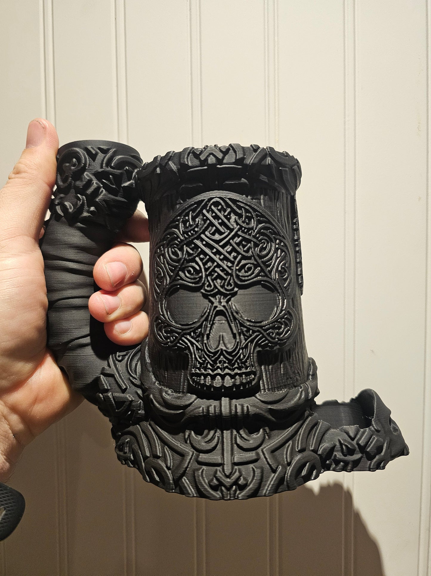 Celtic Dice Tower Mug: Hand-Painted Can Holder for Tabletop Gamers