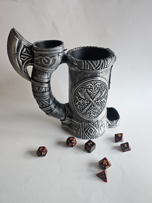 Viking axe handle dice tower mug