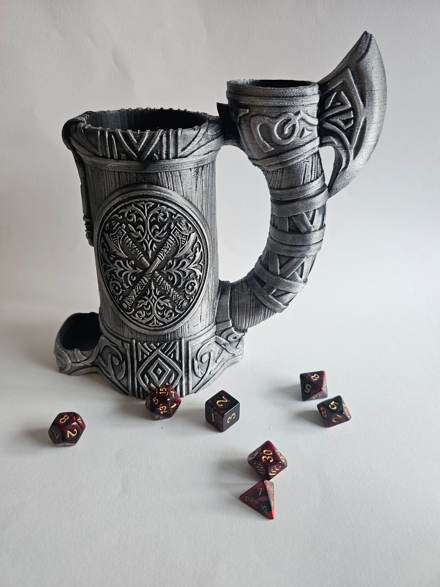 Viking axe handle dice tower mug